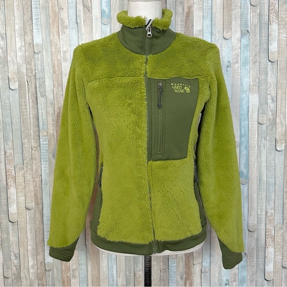 Mountain Hardwear S Monkey Fleece Full Zip Front Jacket High Pile Lime Green - Picture 3 of 10
